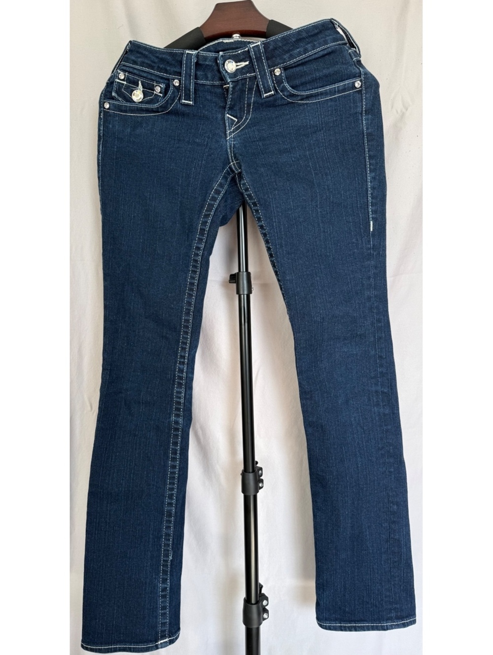 True Religion Disco Billy Big T Jeans Size 26 Dark Wash Crystal Low Rise